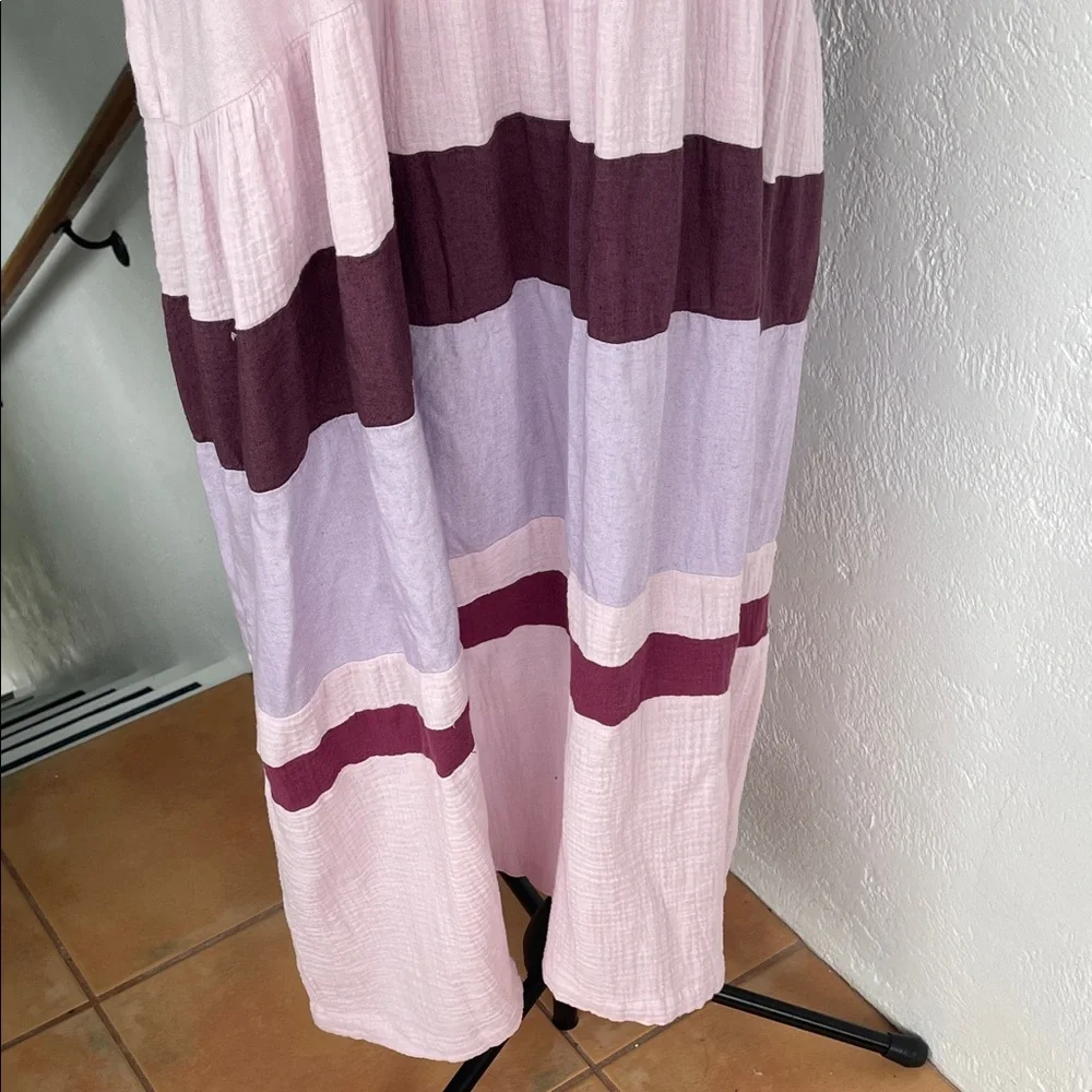Free People NWT Manda Cotton Midi Dress Lilac Pink has Pockets‎ Oversized Small